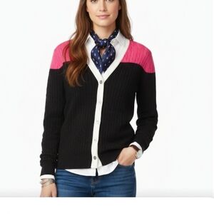 Lauren Ralph Lauren Elegant Black and Pink Women's Cardigan Sweater Sz S